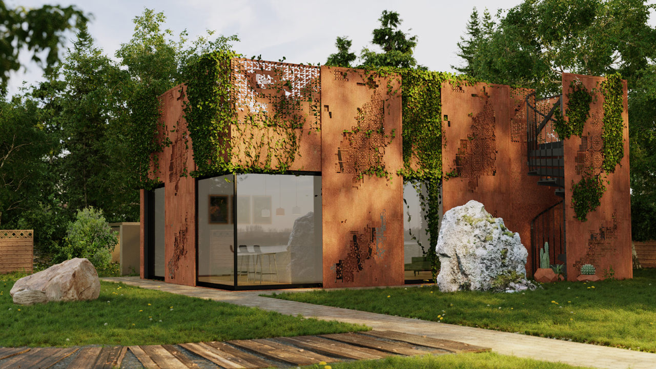 CORTEN-Pavillon mit Terrasse – Visualisierung – 1