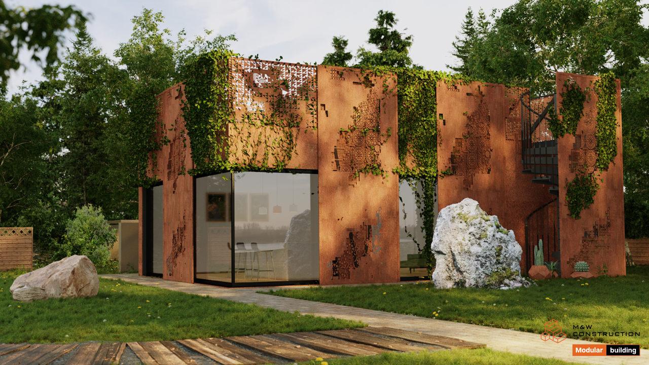 CORTEN-Pavillon mit Terrasse – Visualisierung – 1