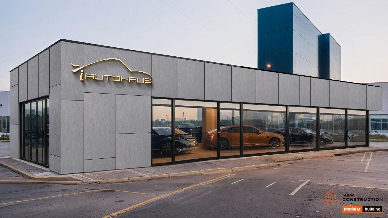 Pavillon für die Automotive-Branche 108m² mit den Abmessungen 18,0 x 6,0 x 3,2m