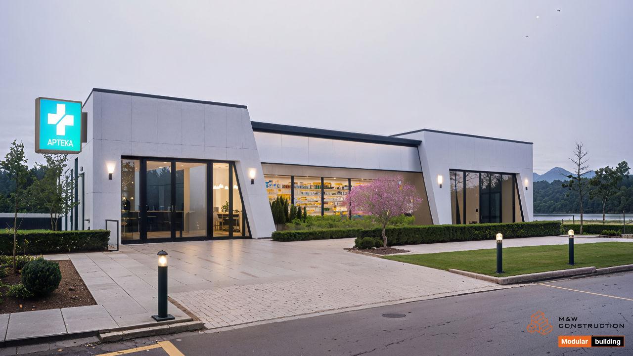 Modułowa apteka 126 m² — realizacja M&W Construction