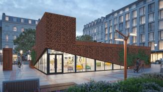 High Cube – Visualisierung eines Ausstellungscontainers.