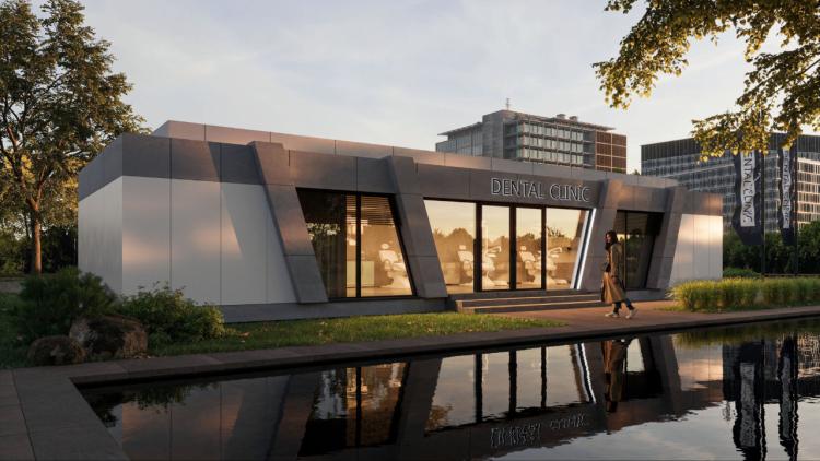 Medizinpavillon 126m² mit den Abmessungen 21,0 x 6,0 x 3,2m