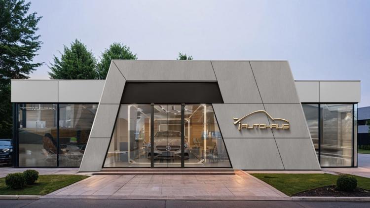 Pavillon für die Automotive-Branche 72m² mit den Abmessungen 12,0 x 6,0 x 3,2m